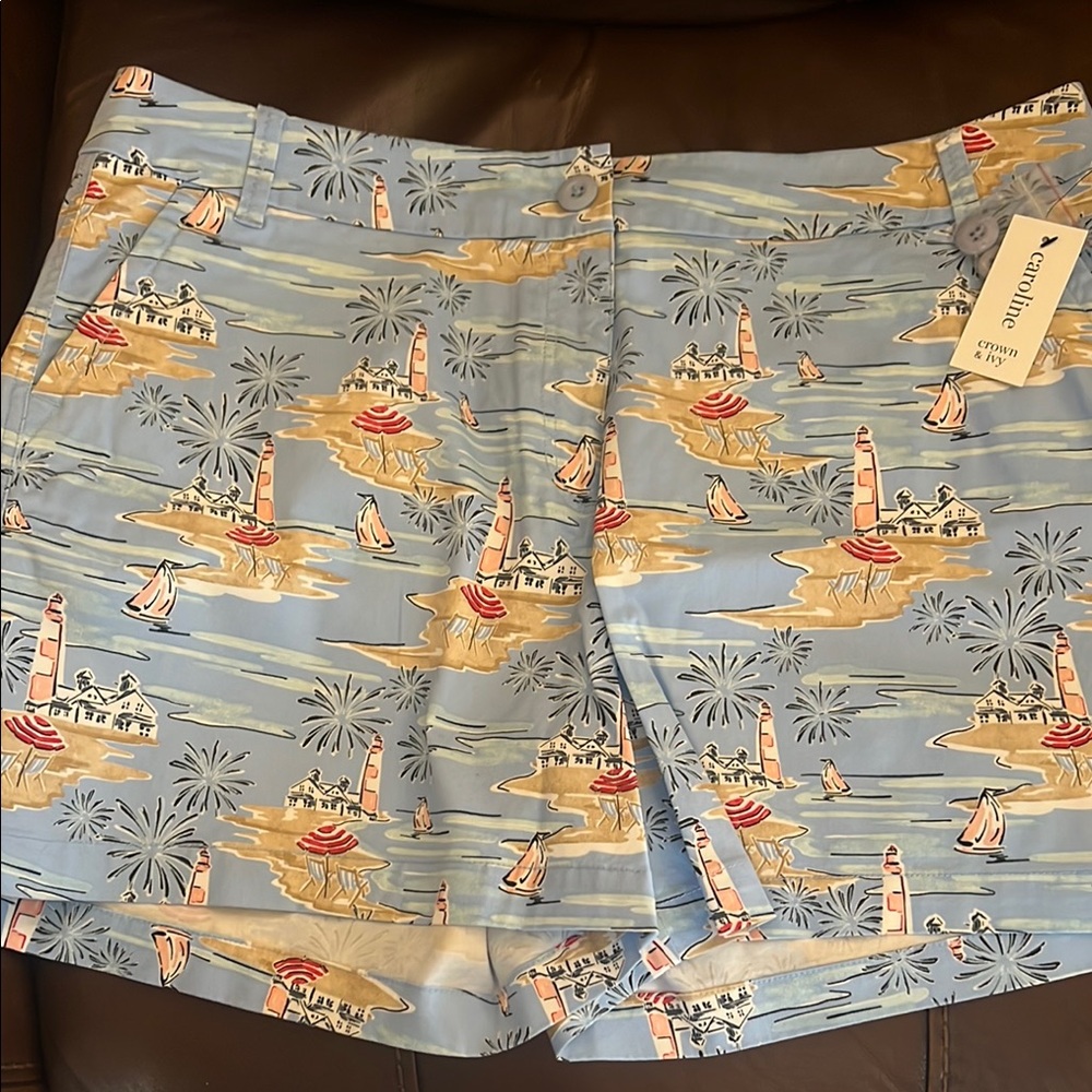Crown & Ivy Blue Nautical Print Shorts